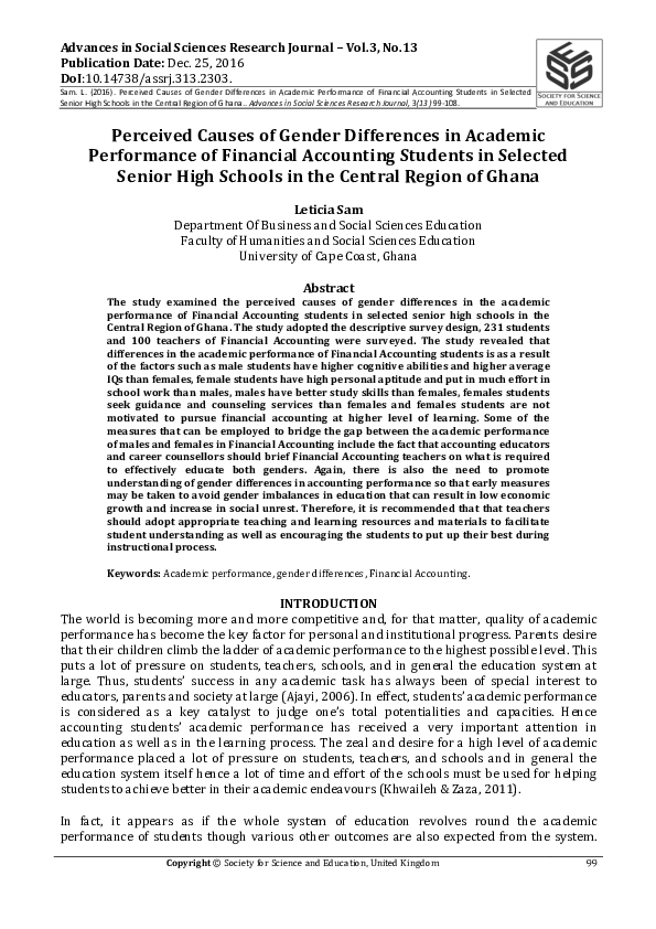 (PDF) Perceived Causes of Gender Differences in Academic Performance of ...