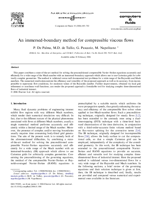 (PDF) An immersed-boundary method for compressible viscous flows