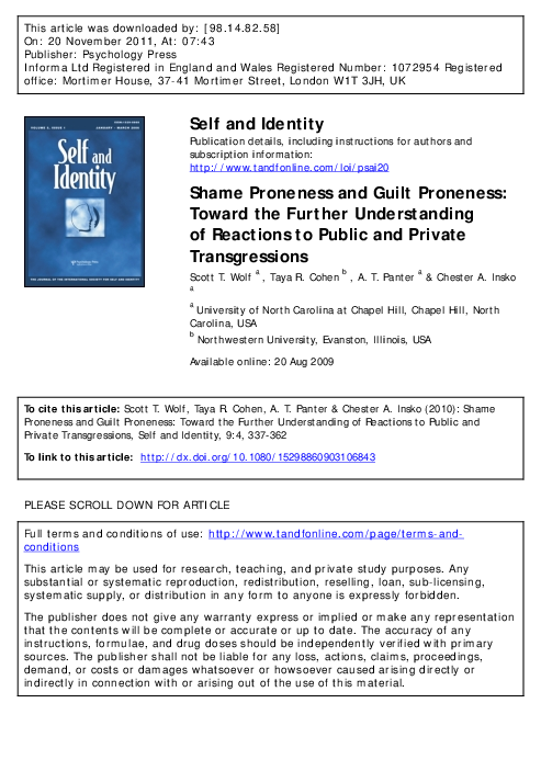 (PDF) Shame Proneness and Guilt Proneness: Toward the Further ...