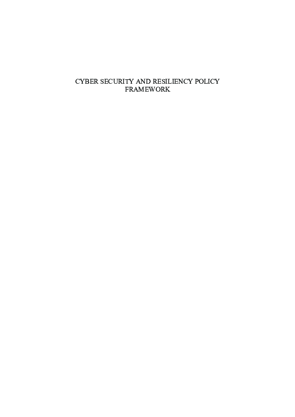 (PDF) Cyber Security and Resiliency Policy Framework