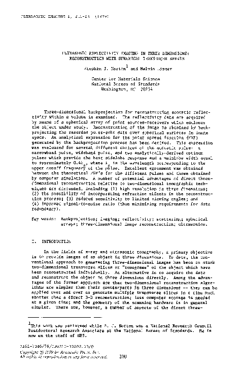 (PDF) Ultrasonic Reflectivity Imaging in Three Dimensions ...