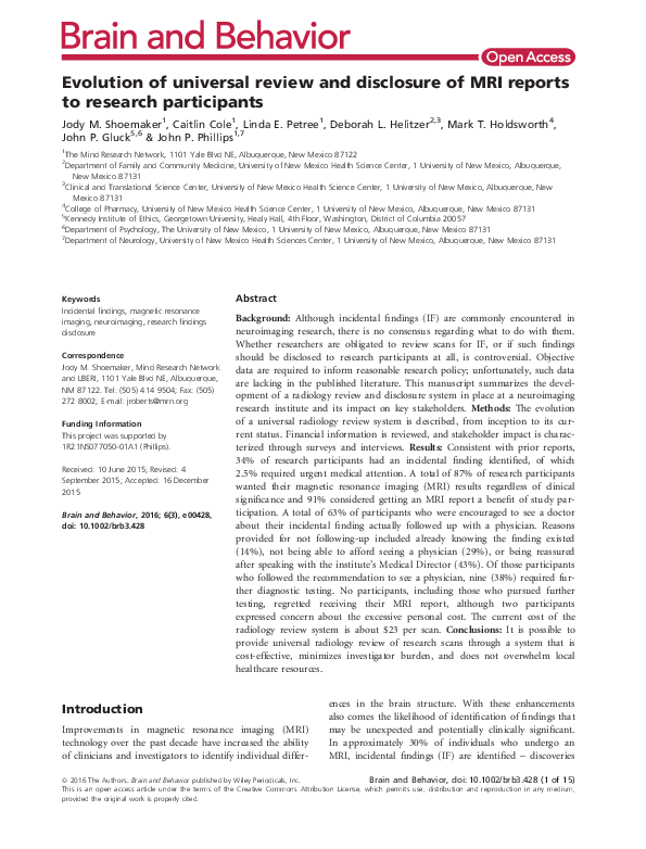 (PDF) Evolution of universal review and disclosure of MRI reports to ...