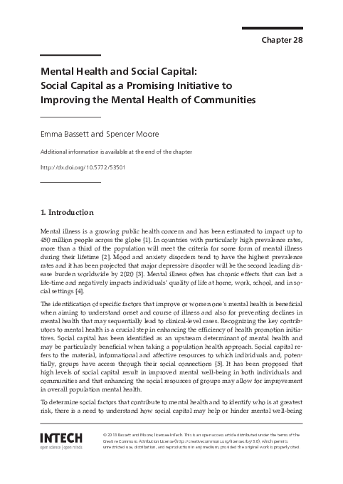 (PDF) Mental Health and Social Capital: Social Capital as a Promising ...