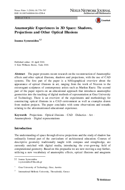 PDF) Anamorphic Experiences in 3D Space: Shadows, Projections and Other  Optical Illusions | Ioanna Symeonidou - Academia.edu