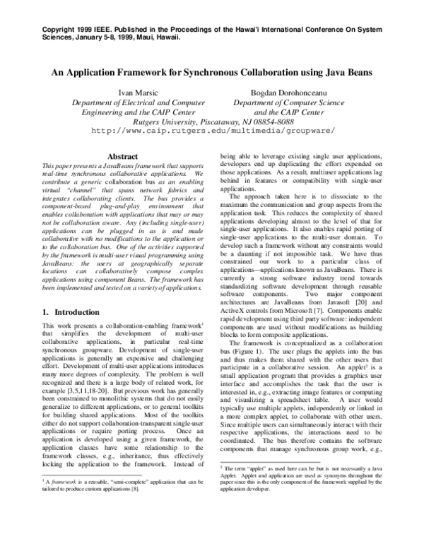 (PDF) An application framework for synchronous collaboration using ...