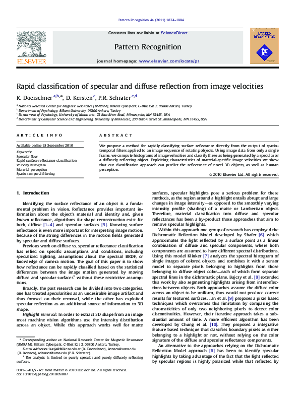 (PDF) Rapid classification of specular and diffuse reflection from ...