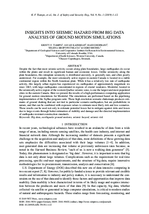 (PDF) Insights into seismic hazard from big data analysis of ground ...