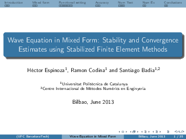 (PDF) Wave Equation in Mixed Form: Stability and Convergence Estimates ...