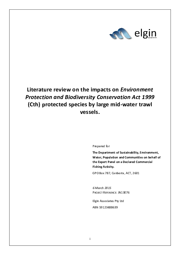 (PDF) Literature review on the impacts on Environment Protection and