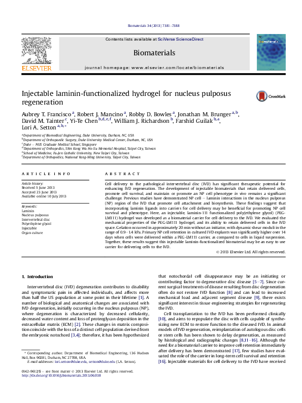 (PDF) Injectable laminin-functionalized hydrogel for nucleus pulposus ...