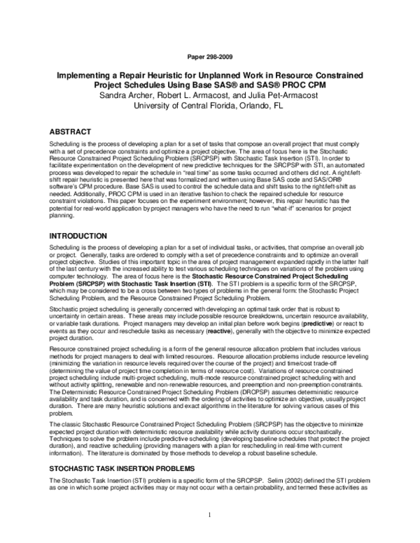 (PDF) Implementing a Repair Heuristic for Unplanned Work in Resource ...