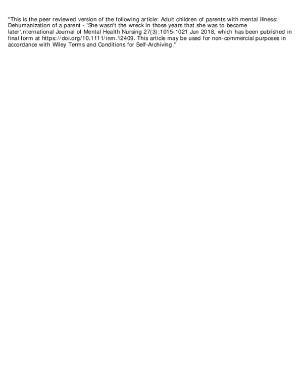 (PDF) Adult children of parents with mental illness: Dehumanization of ...