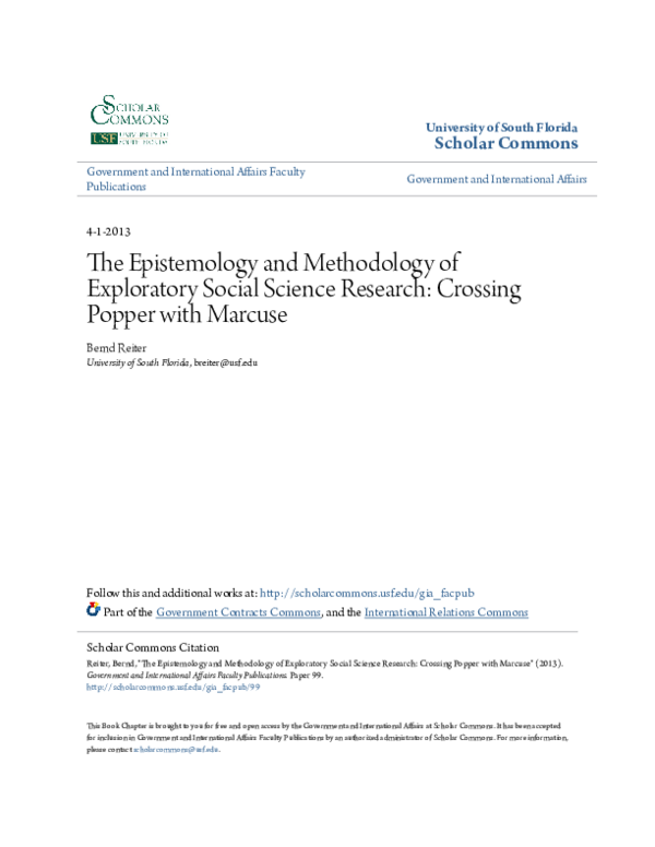 (PDF) The Epistemology and Methodology of Exploratory Social Science ...