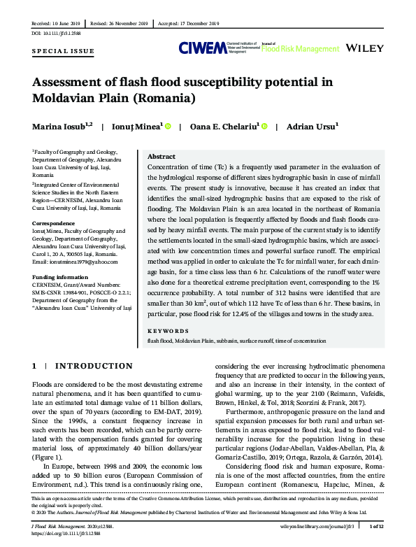 (PDF) Assessment of flash flood susceptibility potential in Moldavian ...