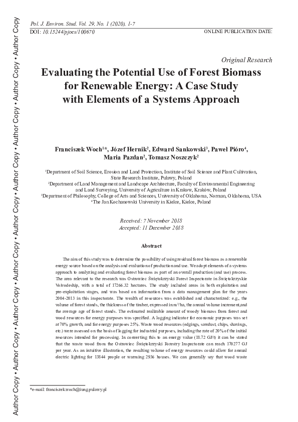 (PDF) Evaluating the Potential Use of Forest Biomass for Renewable ...