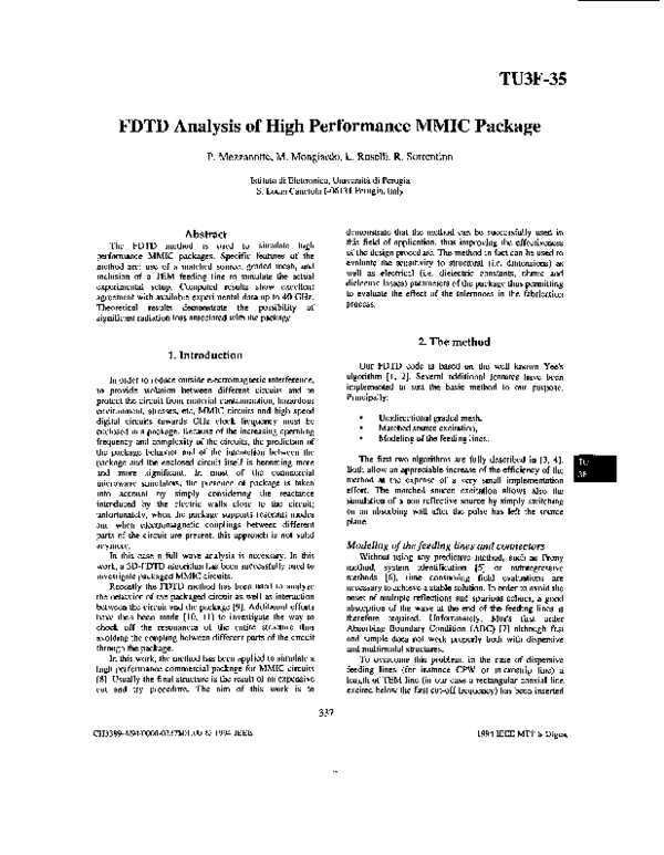 (PDF) FDTD analysis of high performance MMIC package