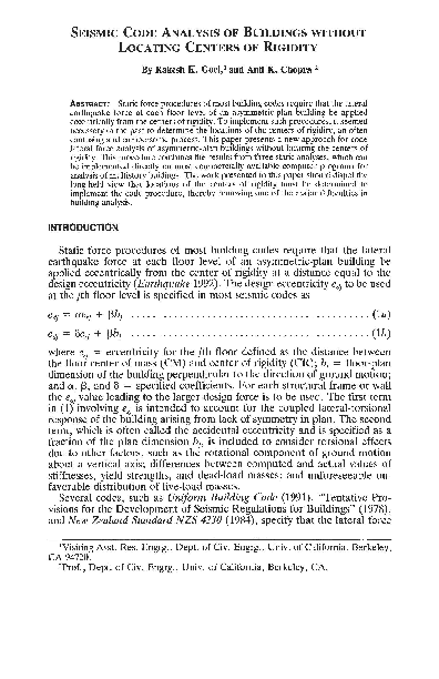 (PDF) Seismic code analysis of buildings without locating centers of ...