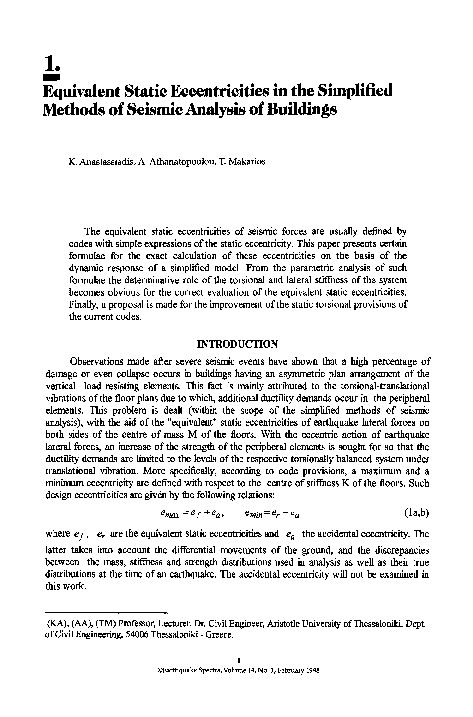 (PDF) Equivalent Static Eccentricities in the Simplified Methods of ...