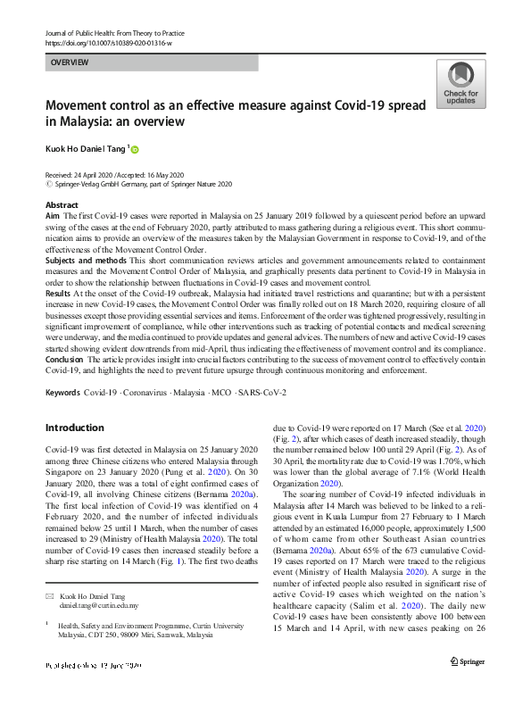 (PDF) Movement control as an effective measure against Covid-19 spread ...