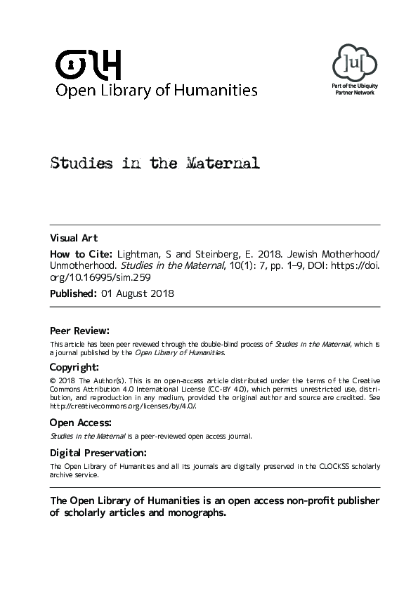 Jewish Motherhood/Unmotherhood