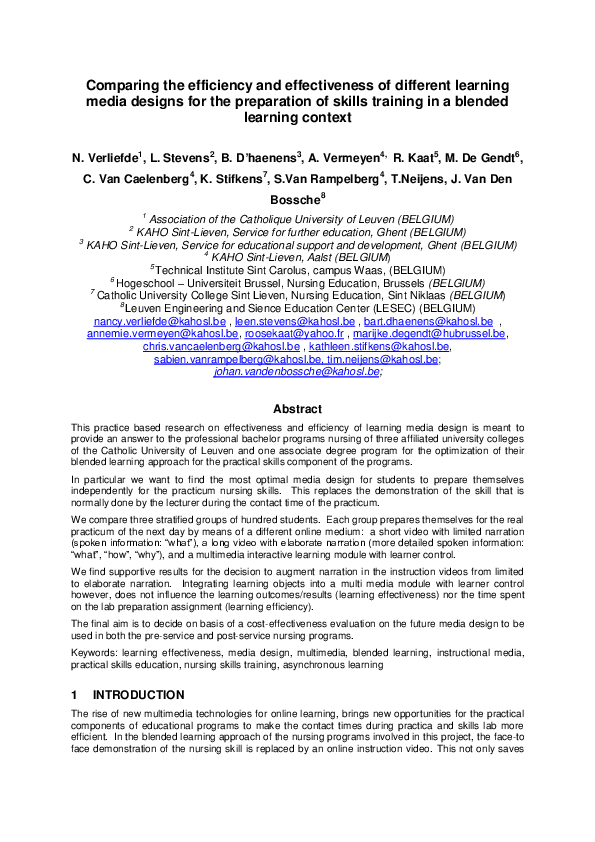 (PDF) Comparing the efficiency and effectiveness of different learning ...