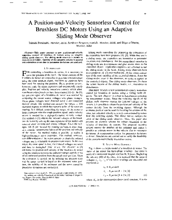 (PDF) A position-and-velocity sensorless control for brushless DC ...