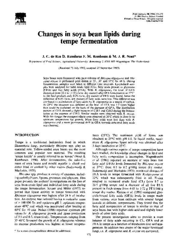 (PDF) Changes in soya bean lipids during tempe fermentation