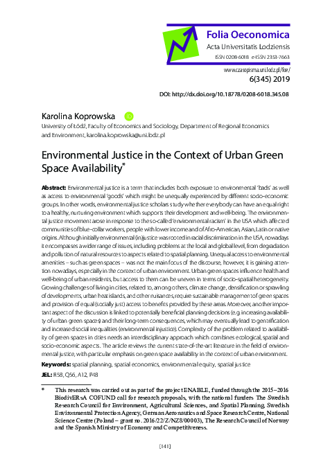 (PDF) Environmental Justice in the Context of Urban Green Space ...