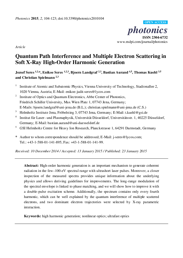 (PDF) Quantum Path Interference and Multiple Electron Scattering in ...