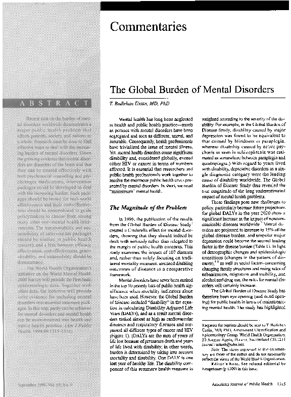 (PDF) The global burden of mental disorders