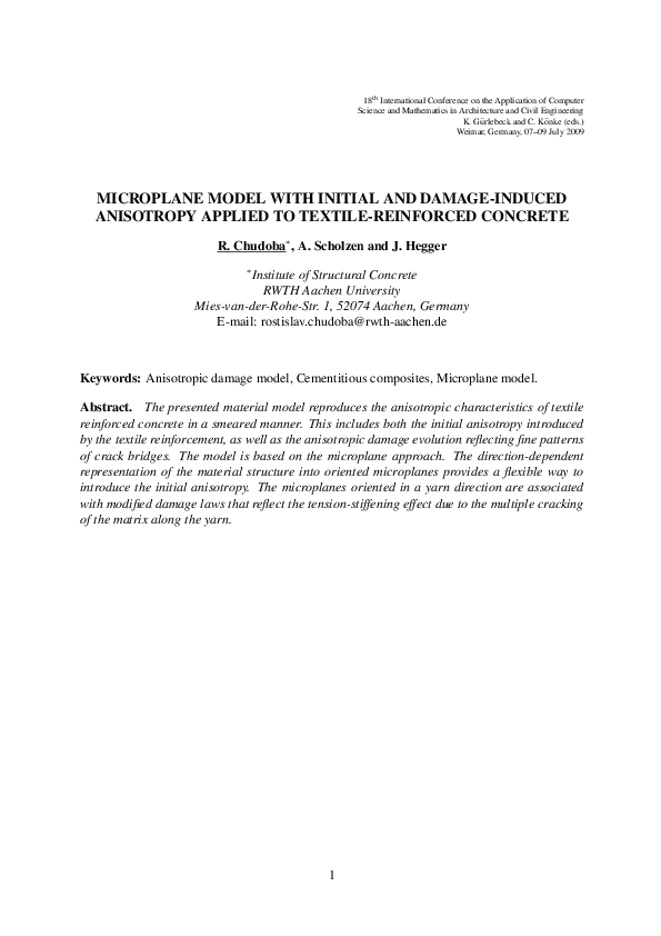 (PDF) Microplane Model with Initial and Damage-Induced Anisotropy ...