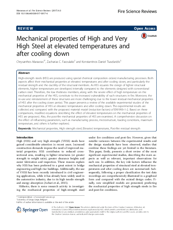 (PDF) Mechanical properties of High and Very High Steel at elevated ...