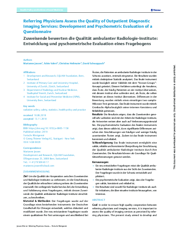 (PDF) Referring Physicians Assess the Quality of Outpatient Diagnostic ...