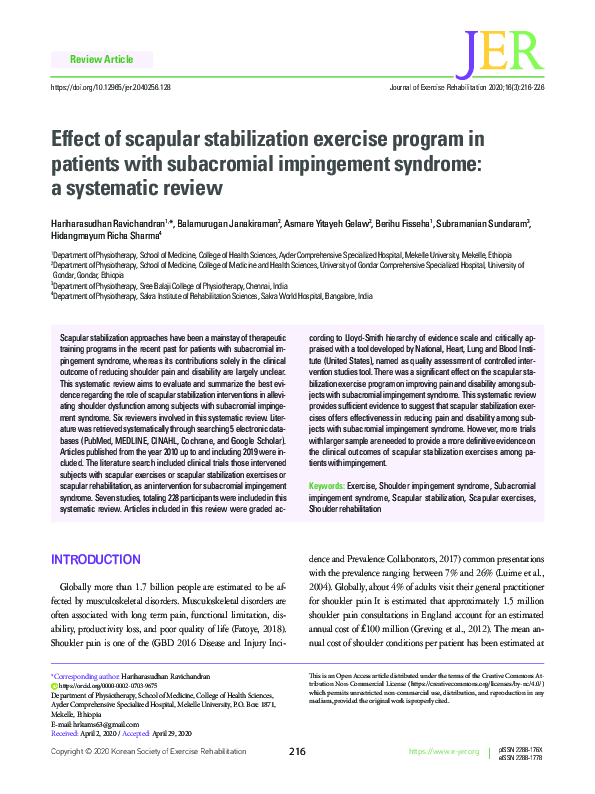 (PDF) Effect of scapular stabilization exercise program in patients ...
