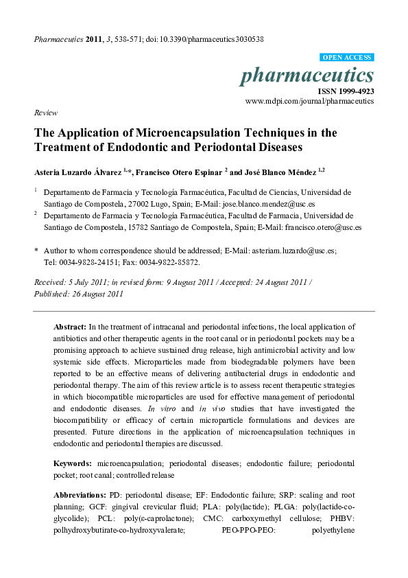 (PDF) The application of microencapsulation techniques in the treatment ...