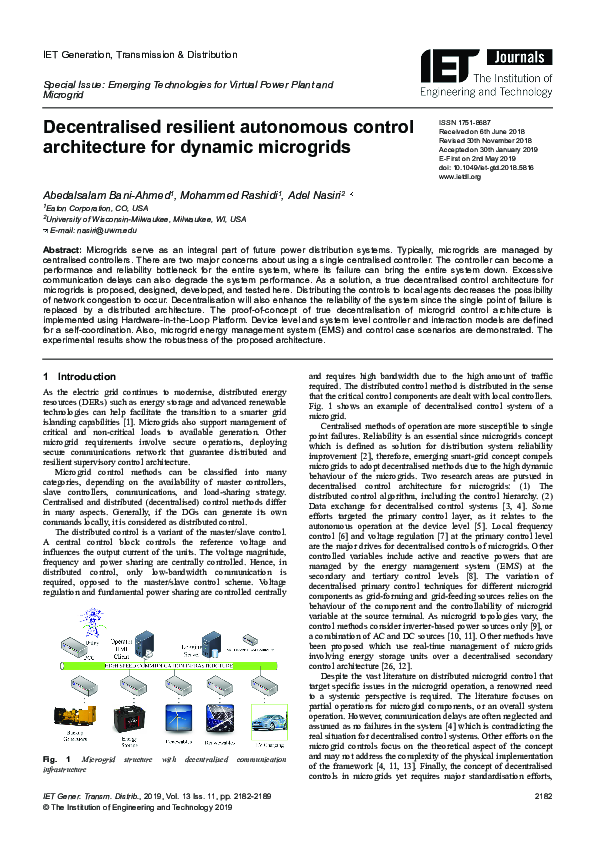 (PDF) Decentralized Resilient Autonomous Control Architecture for ...