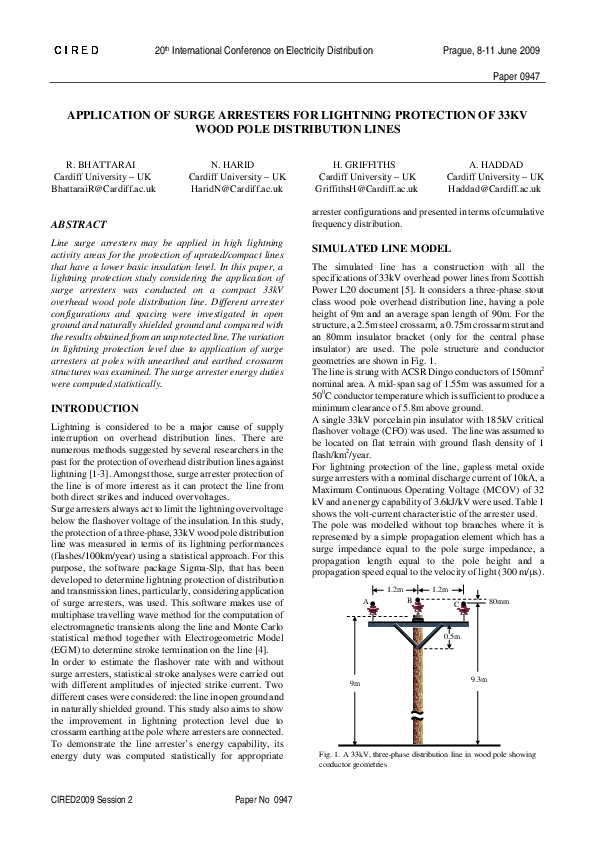(PDF) Application of surge arresters for lightning protection of 33KV ...