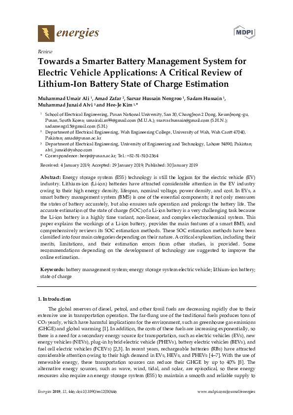 (PDF) Towards a Smarter Battery Management System for Electric Vehicle ...