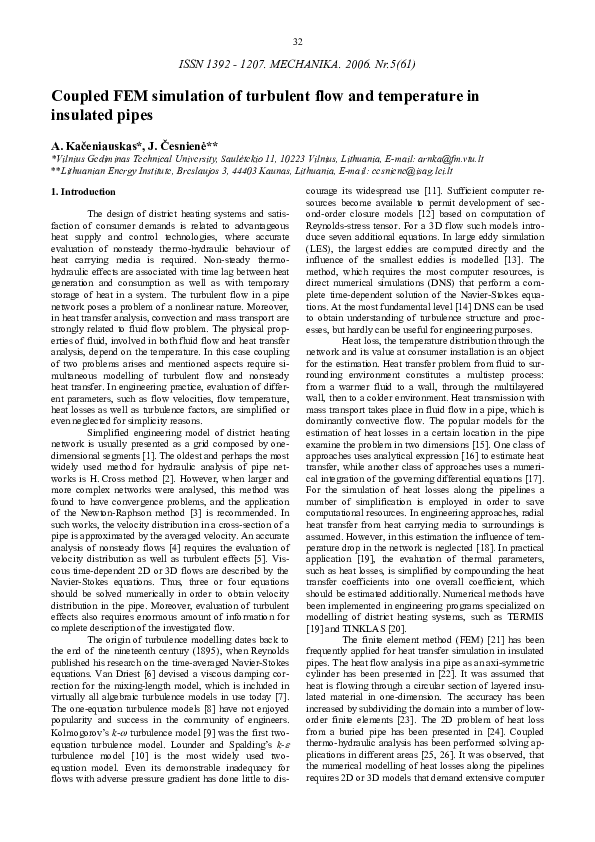 (PDF) Coupled FEM simulation of turbulent flow and temperature in ...