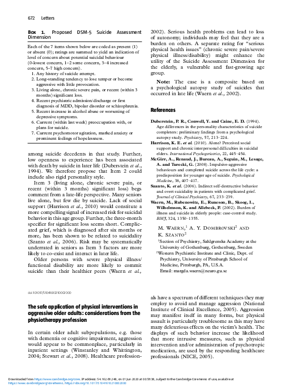 (PDF) The safe application of physical interventions in aggressive ...