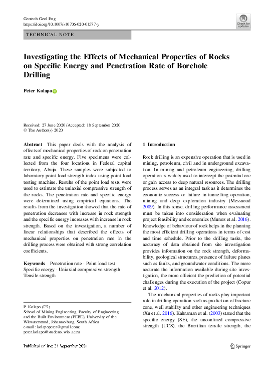 (PDF) Investigating the Effects of Mechanical Properties of Rocks on ...