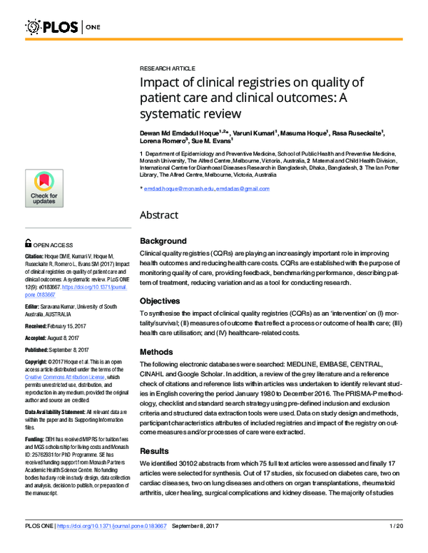 (PDF) Impact of clinical registries on quality of patient care and ...