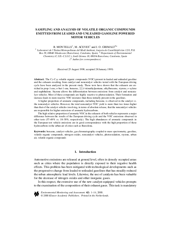 (PDF) Sampling and Analysis of Volatile Organic Compounds Emitted from ...