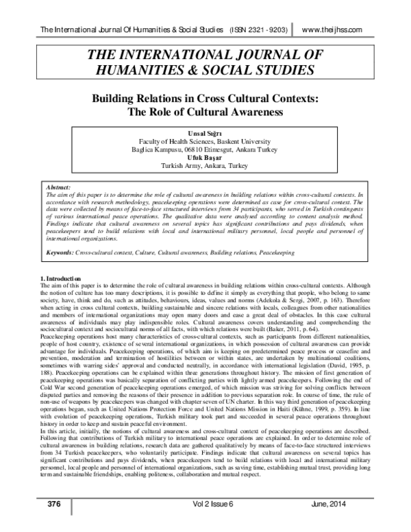 (PDF) Building Relations in Cross Cultural Contexts: The Role of ...