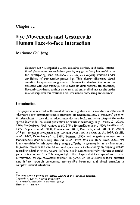 (PDF) Eye Movements and Gestures in Human Face-to-face Interaction
