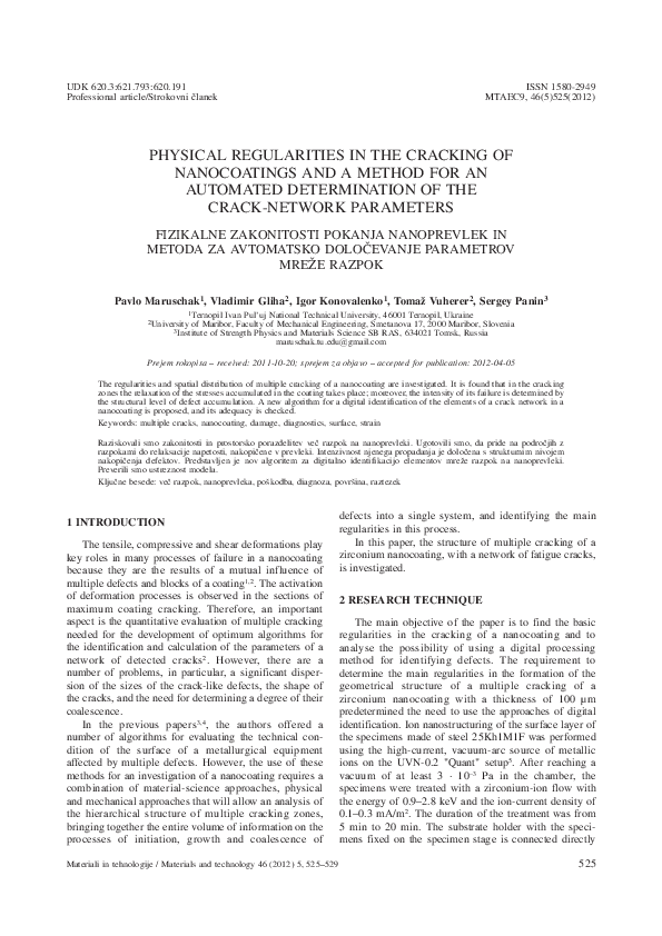 (PDF) Physical Regularities in the Cracking of Nanocoatings and a ...