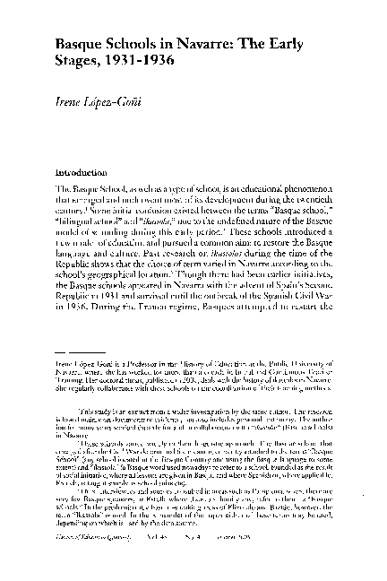 (PDF) Basque Schools in Navarre: The Early Stages, 1931?1936