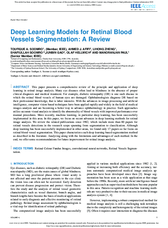 (PDF) Deep Learning for Retinal Blood Vessel Segmentation: A Review