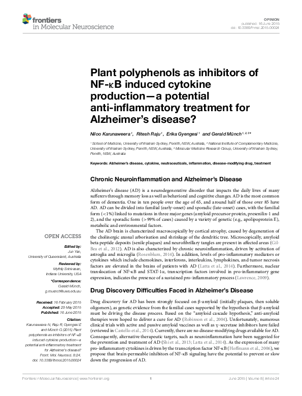 (PDF) Plant polyphenols as inhibitors of NF-κB induced cytokine ...