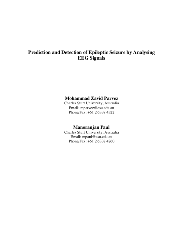 (PDF) Prediction and Detection of Epileptic Seizure by Analysing EEG ...